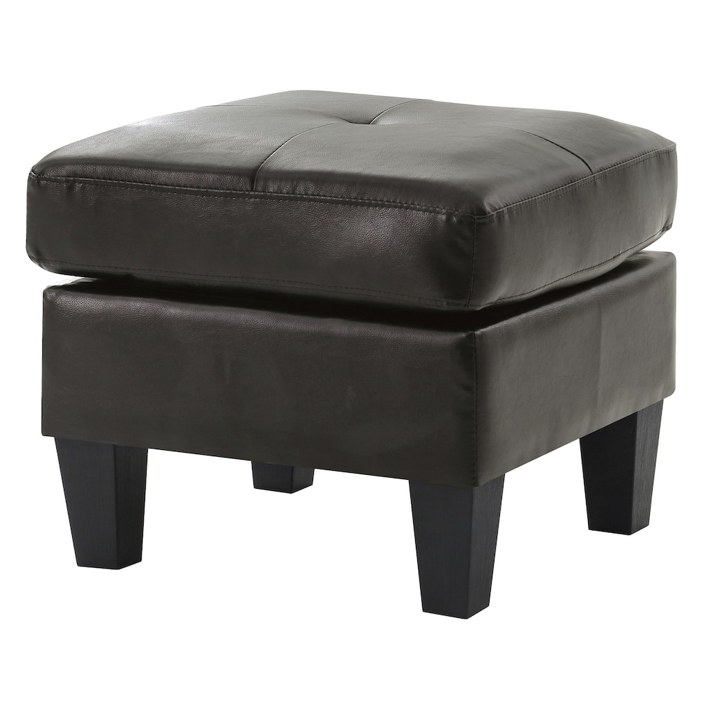 Faux Leather Upholstered Tufted Ottoman - 23" - Black