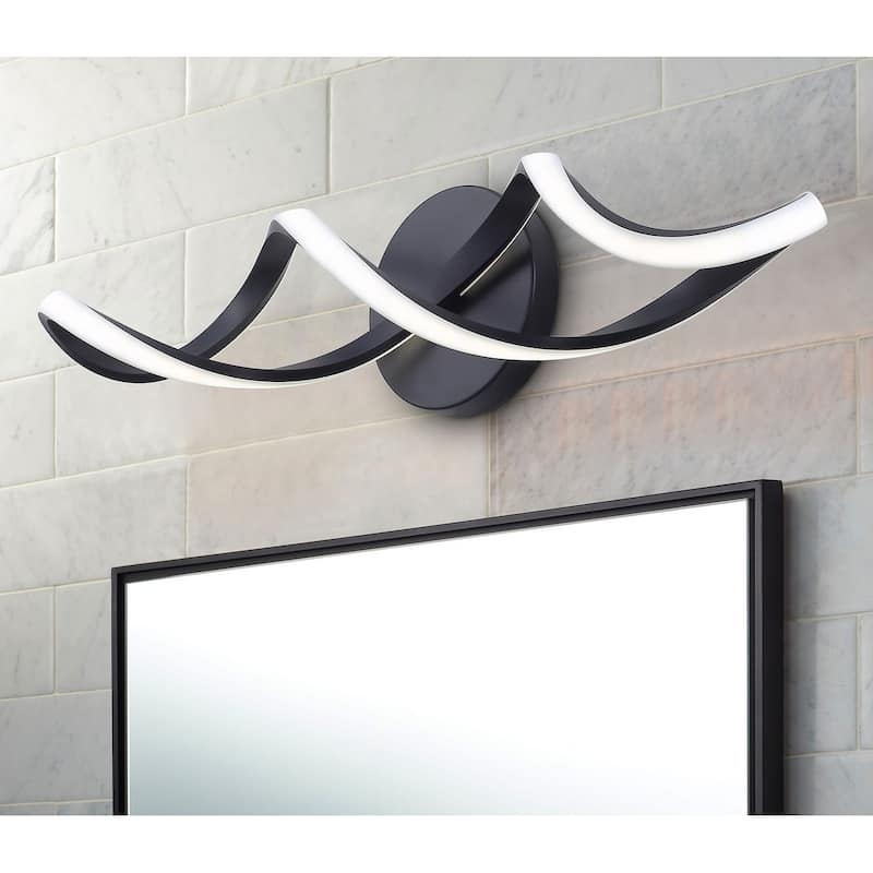 Modern Wavy Linear LED Bathroom Vanity Light Over Mirror