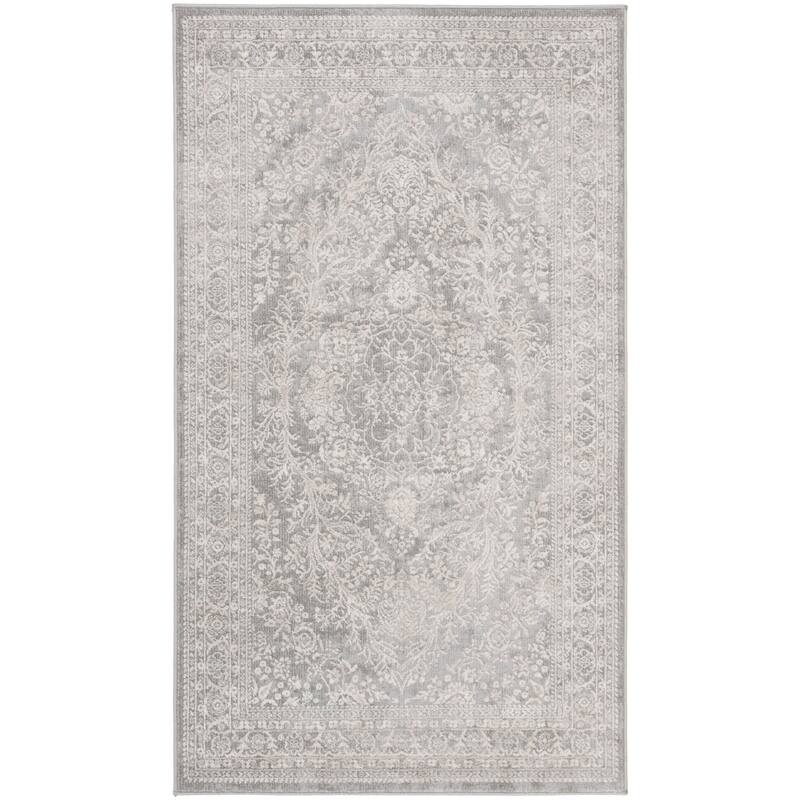 SAFAVIEH Reflection Emaline Modern Oriental Polyester Rug - 2'3" x 4' - Light Grey/Cream