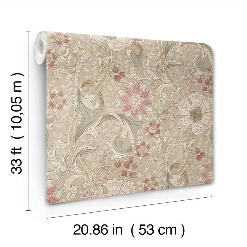 Chesapeake Liora Taupe Floral Trail Wallpaper