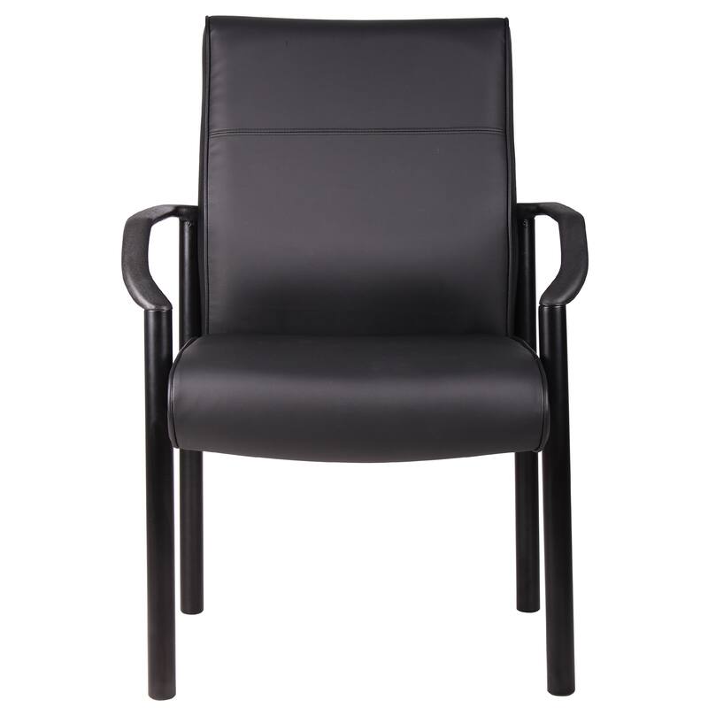 Guest Armchair, Black Faux Leather, Steel Frame, Anti-Wobble Glides