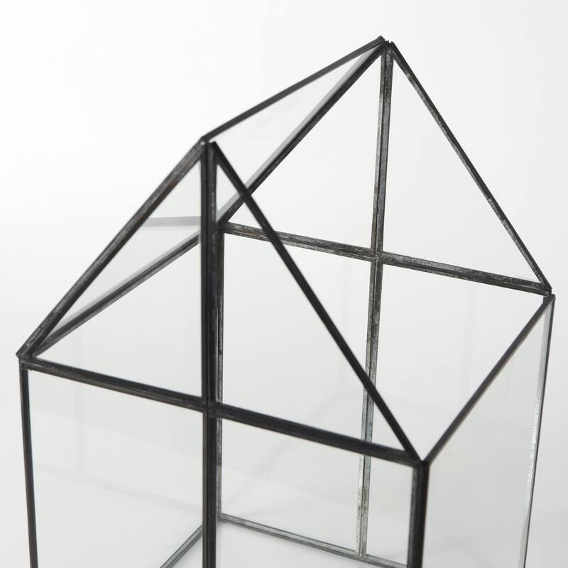HomeRoots Clear Glass and Metal Terrarium Box