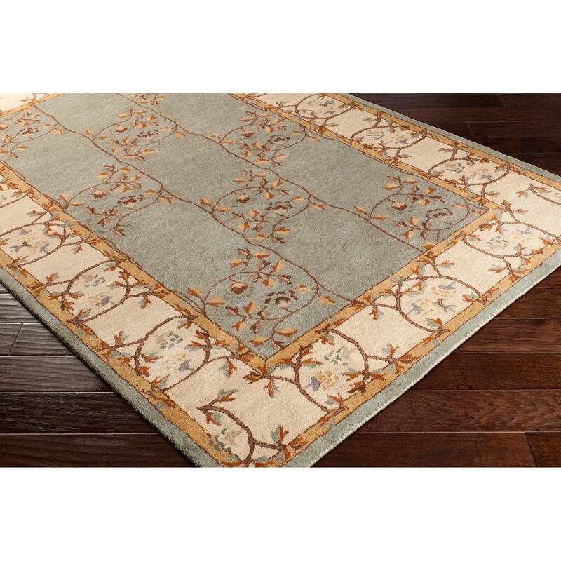 Hand-tufted Calhoun Traditional Floral Slate Grey Wool Area Rug - 4' Round - 4' Round