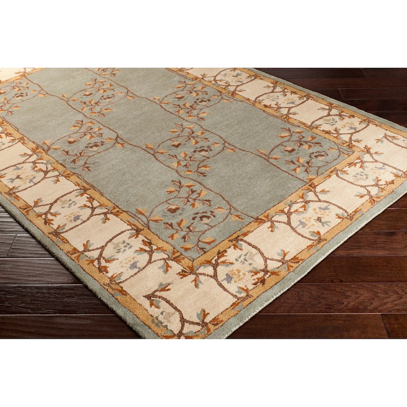Hand-tufted Calhoun Traditional Floral Slate Grey Wool Area Rug - 4' Square - 4' Square