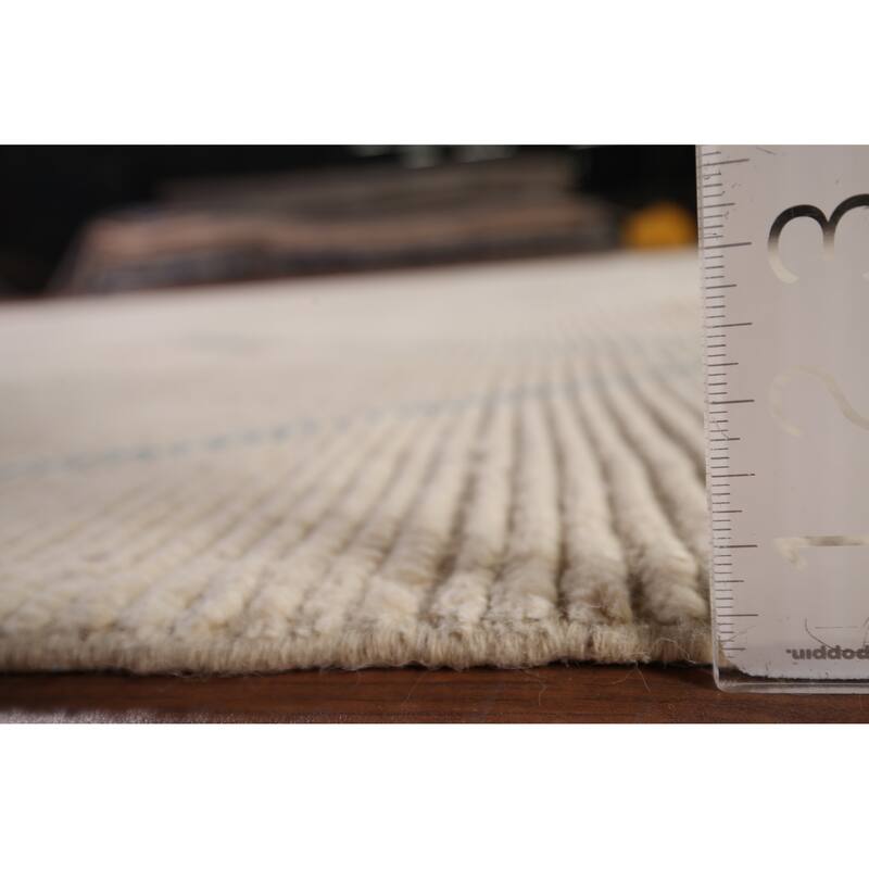 All-Over Trellis Moroccan Large Area Rug Handmade Wool Carpet - 8'10" x 13'7"