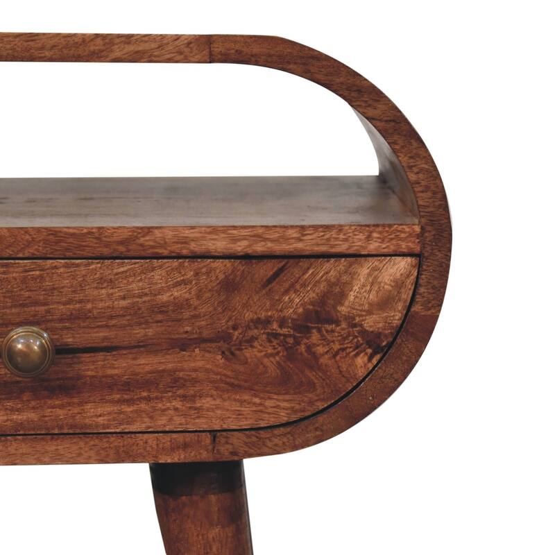 Artisan Furniture Solid Wood Honey Caramel Circular Bedside with Open Slot