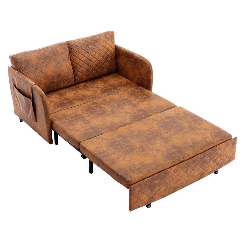 Modern Velvet Loveseat Couch with Pull Out Bed
