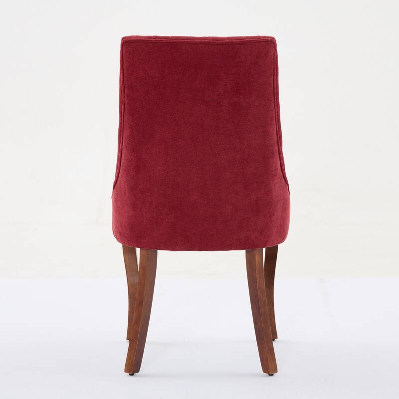 Roomfitters Dining Chairs Set of 2, Velvet Upholstered Channel Back Accent Chairs with Curved Solid Wood Legs