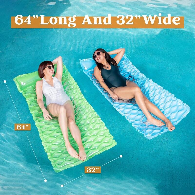 Syncfun 2Pcs Pocket Inflatable Floating Mat, Green & Blue 3 x 9 x 11