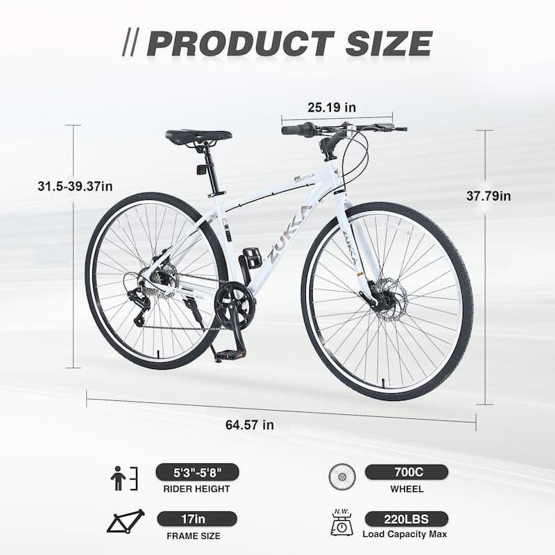 Shimano 7 Speed Hybrid Bike Double Disc Brakes 700C Road Bike,White