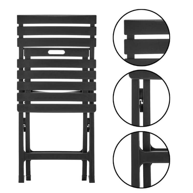 Outdoor Folding Chair Set of 2 Space-Saving UV Resistant Patio Seating