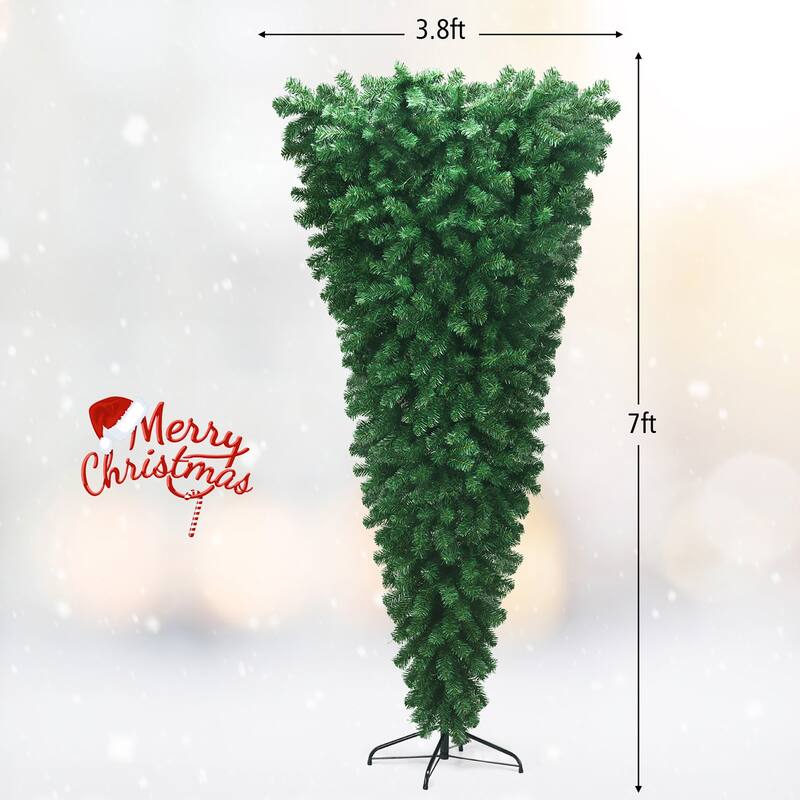 7 FT Upside Down Artificial Christmas Tree for Holiday Decoration