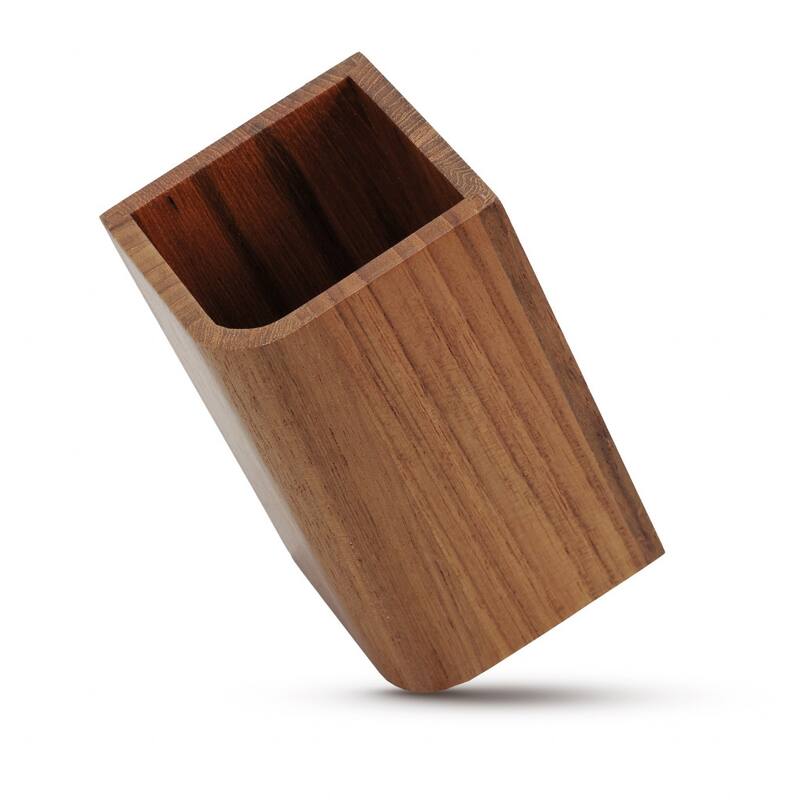 Designer Genuine Teak Tumbler - 4.75" 2.75" X 2.75"