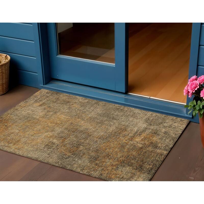 HomeRoots Abstract Transitional Rectangle Outdoor Rug - 3' x 5'