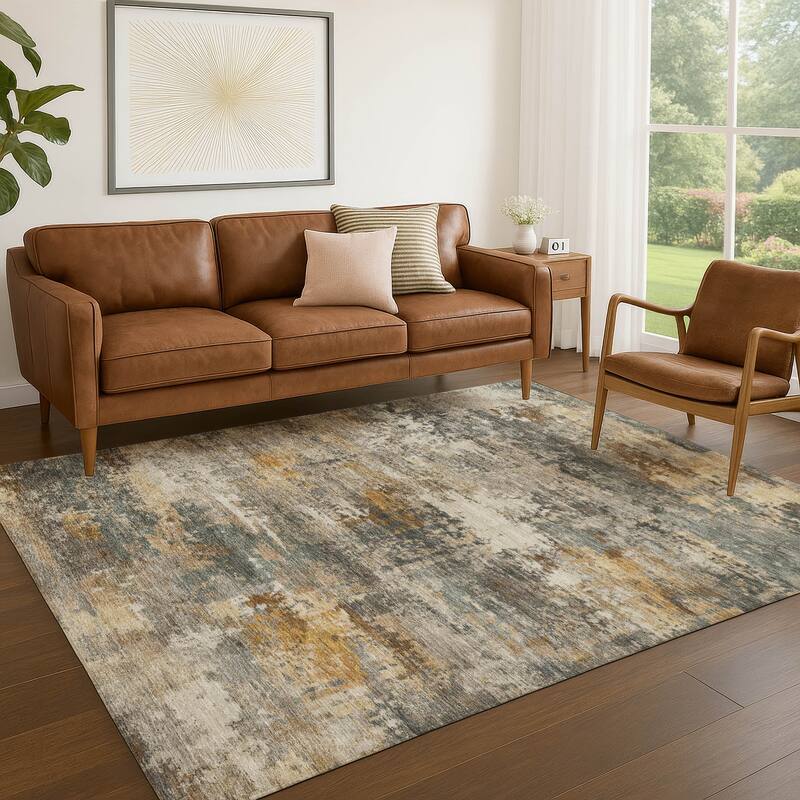 Machine Washable Indoor/ Outdoor Modern Blend Chantille Rug