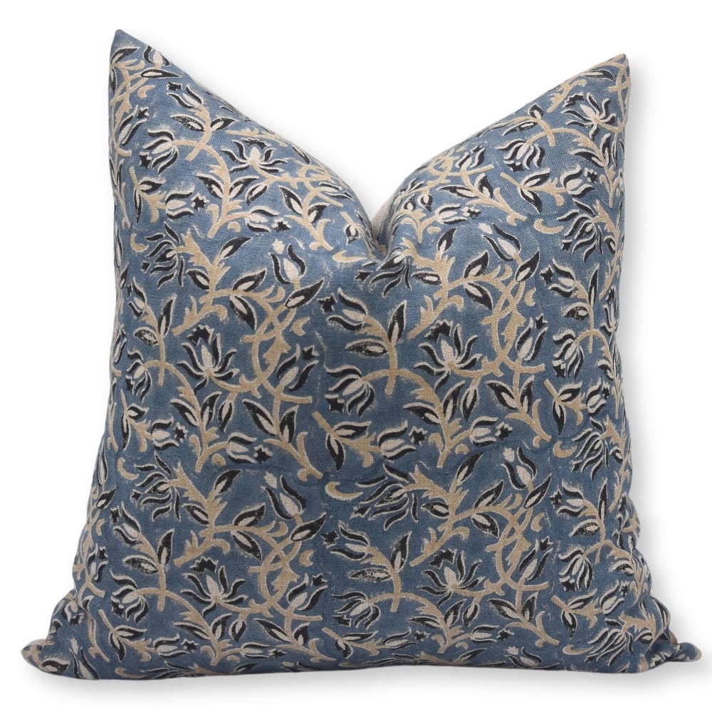 Linen Handmade Block print pillow Cover- Kamal Dutta