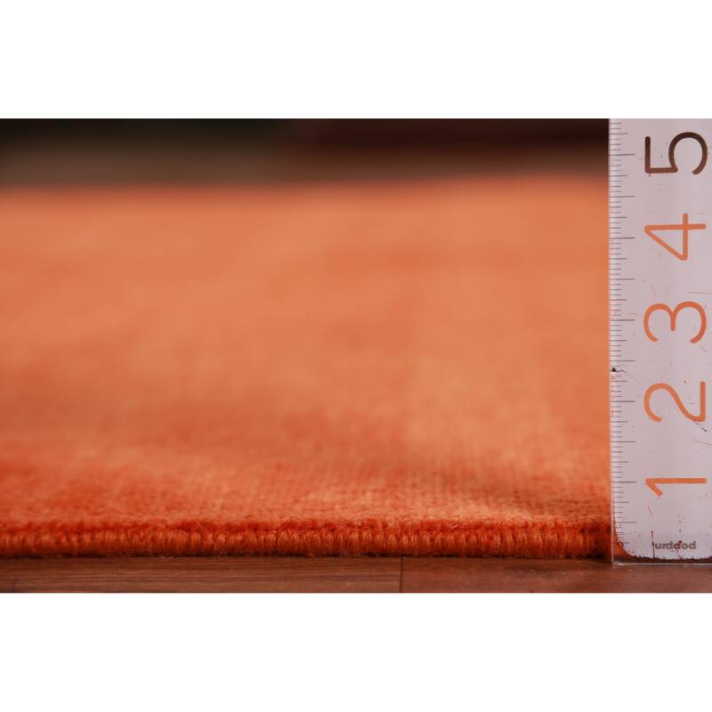 Hand Knotted Oriental 100% Wool Carpet Modern Solid Oranges & Rust Gabbeh Area Rug - 9' 5'' X 6' 3''