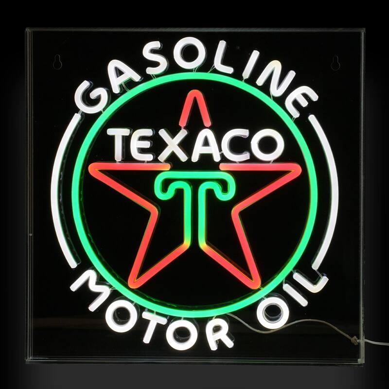 Licensed Texaco Gasoline Motor Oil Acrylic LED Wall Decor Sign - 16" x 16" - 16" x 16" - 16" x 16" - Red