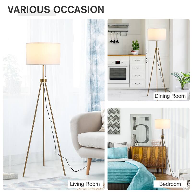 HOMCOM Floor Lamp with Fabric Drum Lampshade 59.75"H - 14.5*14.5*59.75
