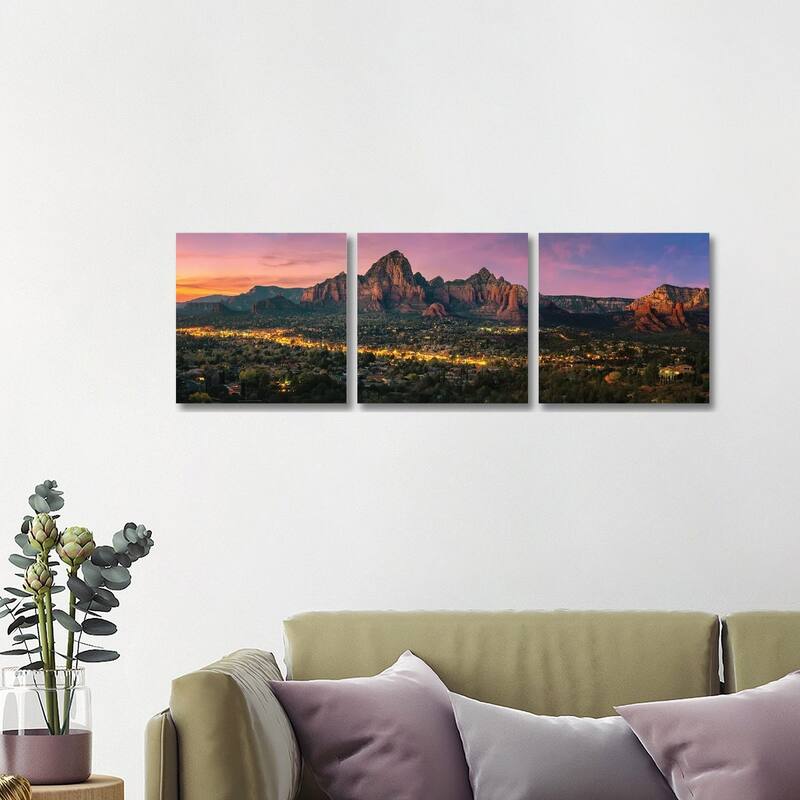 iCanvas "Sunset In Sedona Arizona" by Jonathan Ross Photography 3-Piece Canvas Wall Art Set - 16x48x1.5