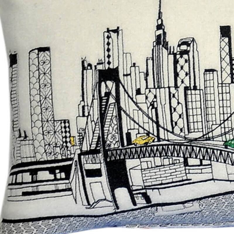 HomeRoots 46" White Tokyo Daylight Skyline Lumbar Decorative Pillow