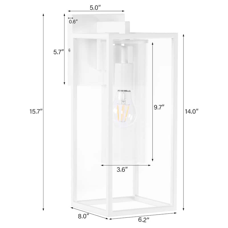 Metal 1-Light Clear Glass Outdoor Wall Sconce Light