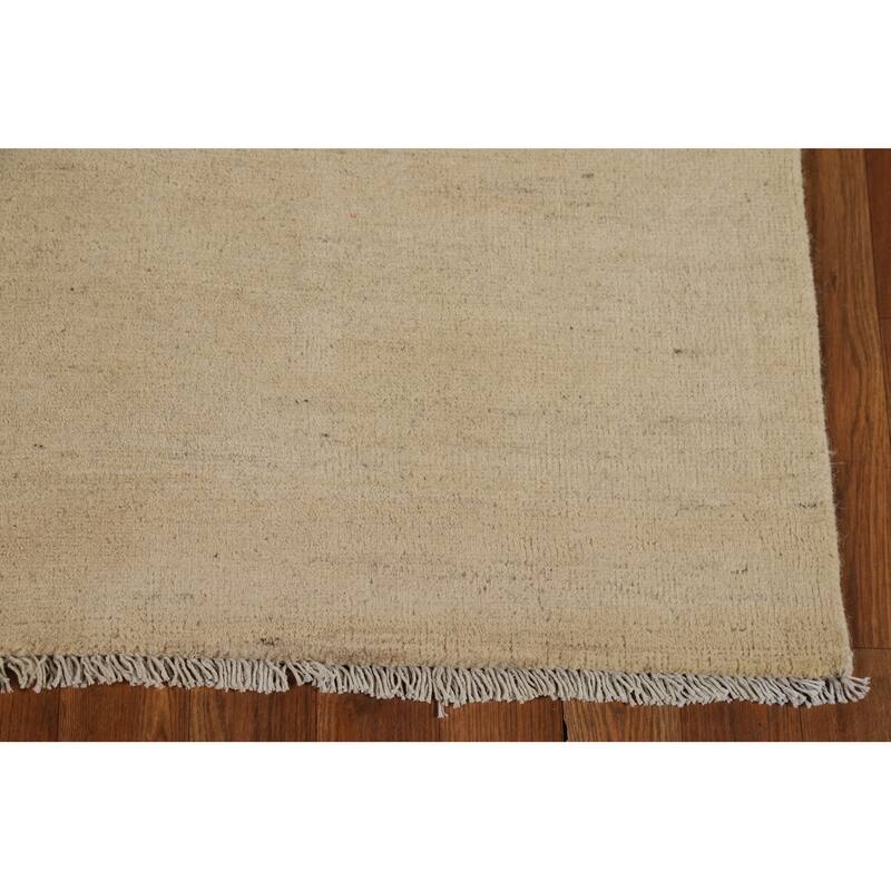 Solid Gabbeh Modern Accent Rug Hand-Knotted Wool Carpet - 4'1"x 5'8"