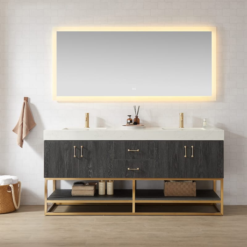 Alistair Bath Vanity with Grain White Stone Top without Mirror
