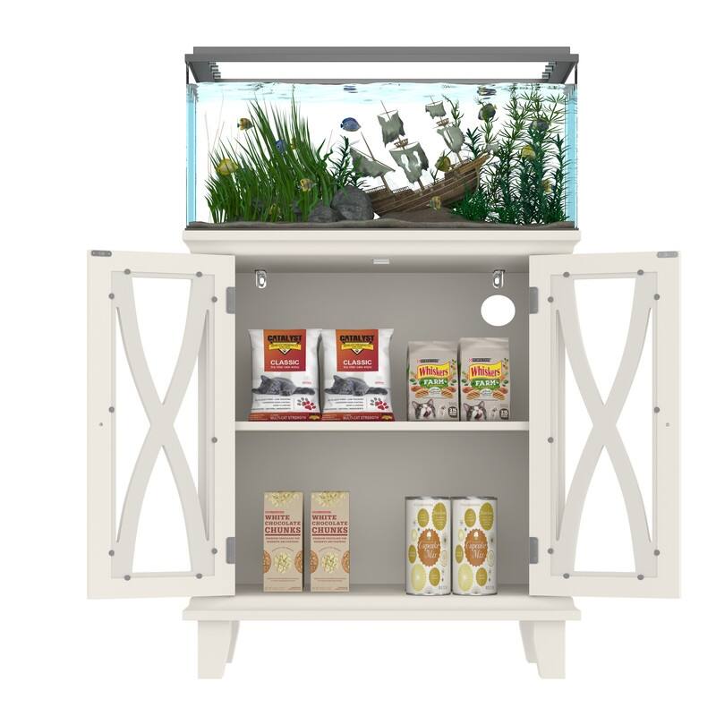Farmhouse Aquarium Stand with Charging Station, 20 Gallon Tank Cabinet & Reptile Habitat Furniture