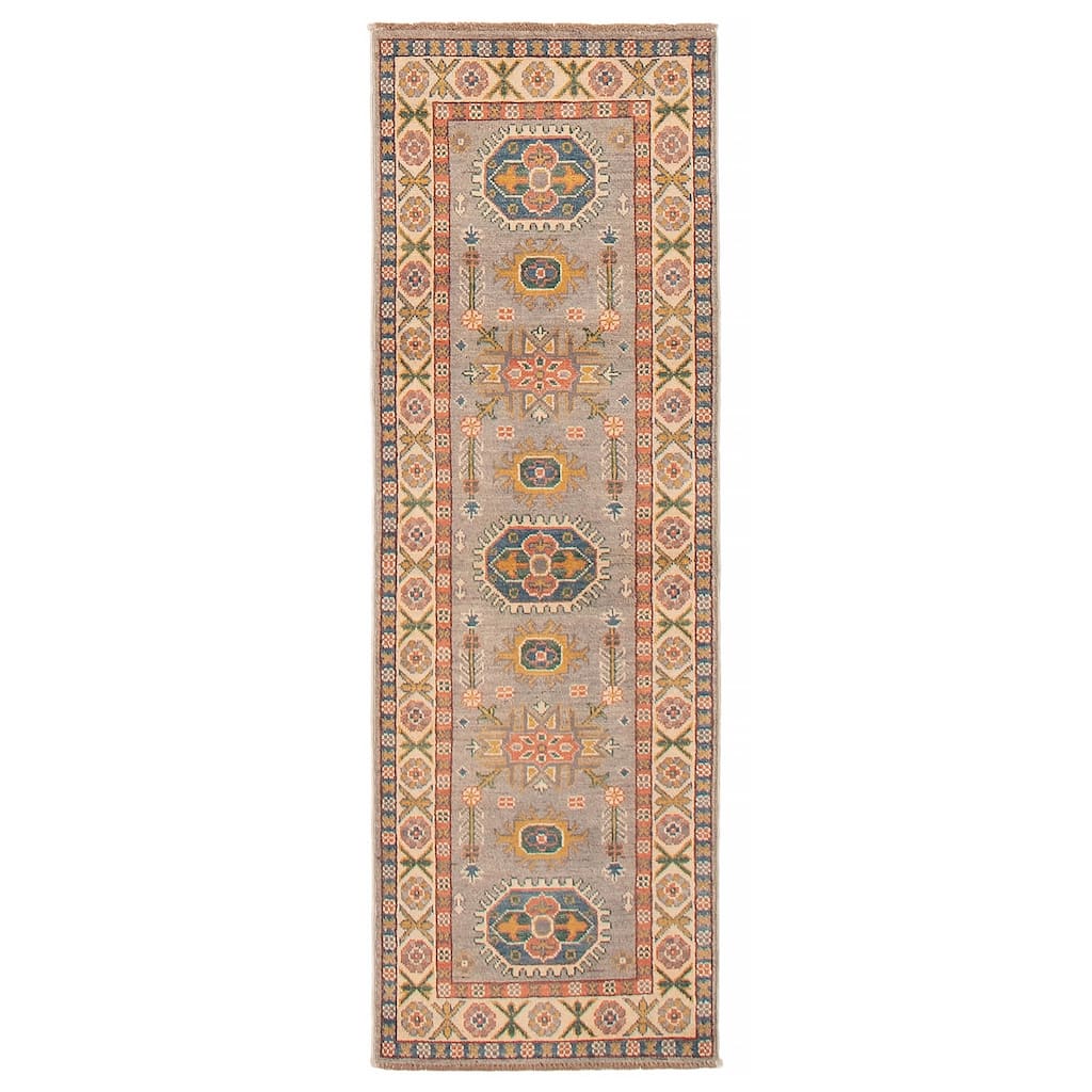 ECARPETGALLERY Hand-knotted Finest Ghazni Grey Wool Rug - 2'0 x 6'0