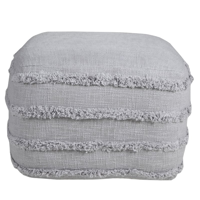 Sevita Solid Textured Stripe Pouf Ottoman