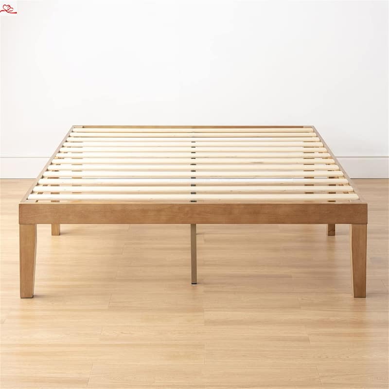 16 Inch Solid Wood Platform Bed with Wooden Slats
