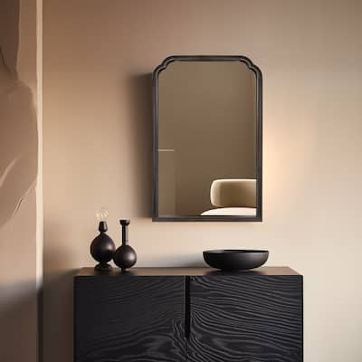 Top Corner Scalloped Rectangle Decorative Farmhouse Wall Mirror