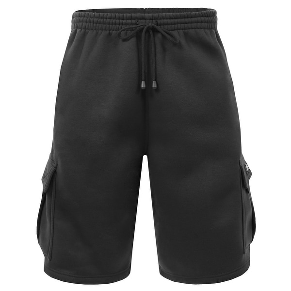 NE PEOPLE Mens Comfy Elastic Drawstring Fleece Cargo Sweat Shorts. Opens flyout.