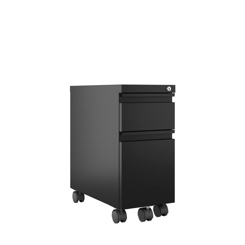 Hirsh 20-inch Deep Mobile Zip Pedestal 2-Drawer Box/File with Full Width Pull, Black