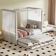 preview thumbnail 2 of 10, Traditional Modern Twin Size Upholstery Platform Bed with Storage Drawers,Extra Trundle Under-Bed,Bunk Bed with Canopy Roof