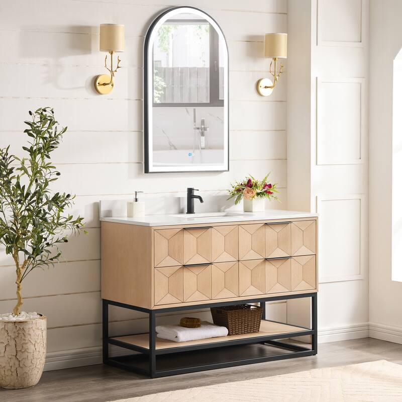 Milagro Bath Vanity with White Quartz Stone Top without Mirror