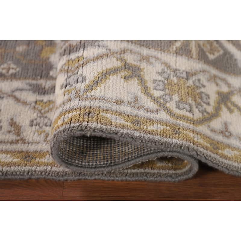 Transitional Green Oushak Oriental Area Rug Handmade Wool Carpet - 3'11"x 5'11"