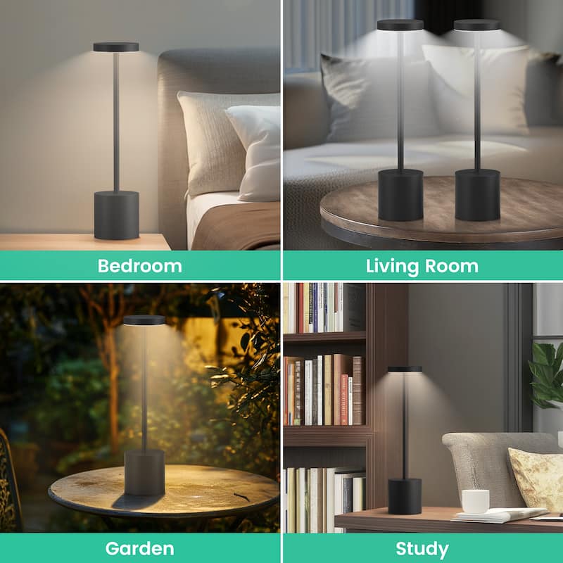 13in Cordless Table Lamp Rechargeable Battery Operated LED Desk Lamp - N/A