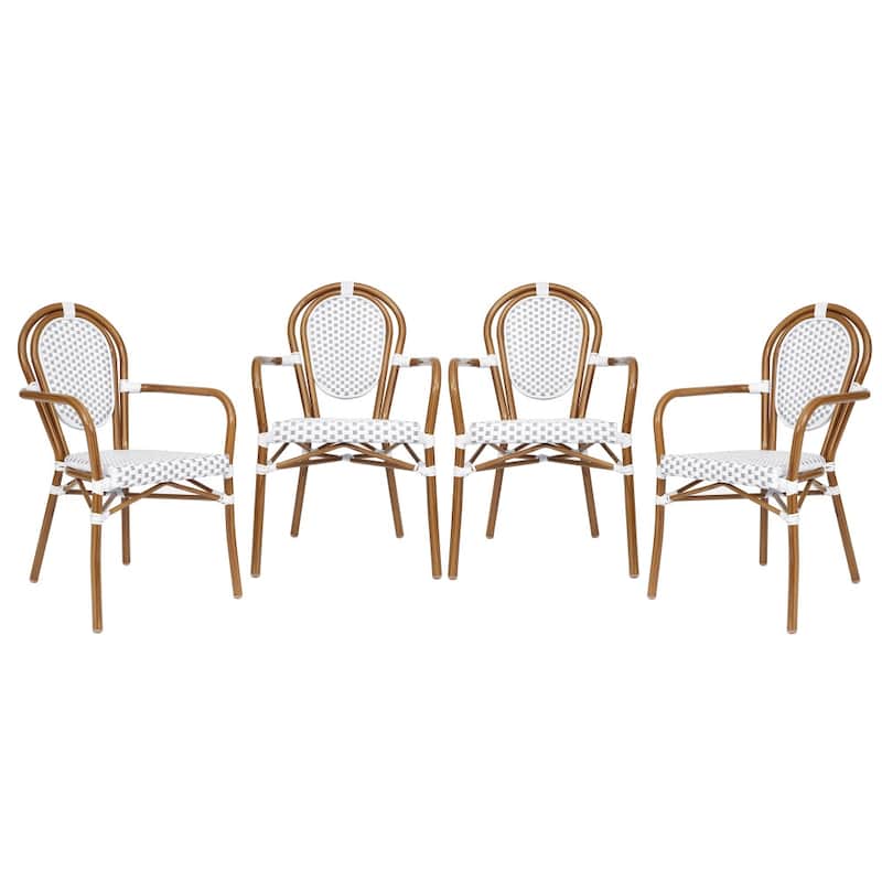 4 Pack All-Weather Commercial Paris Chairs with Arms and metal Frames