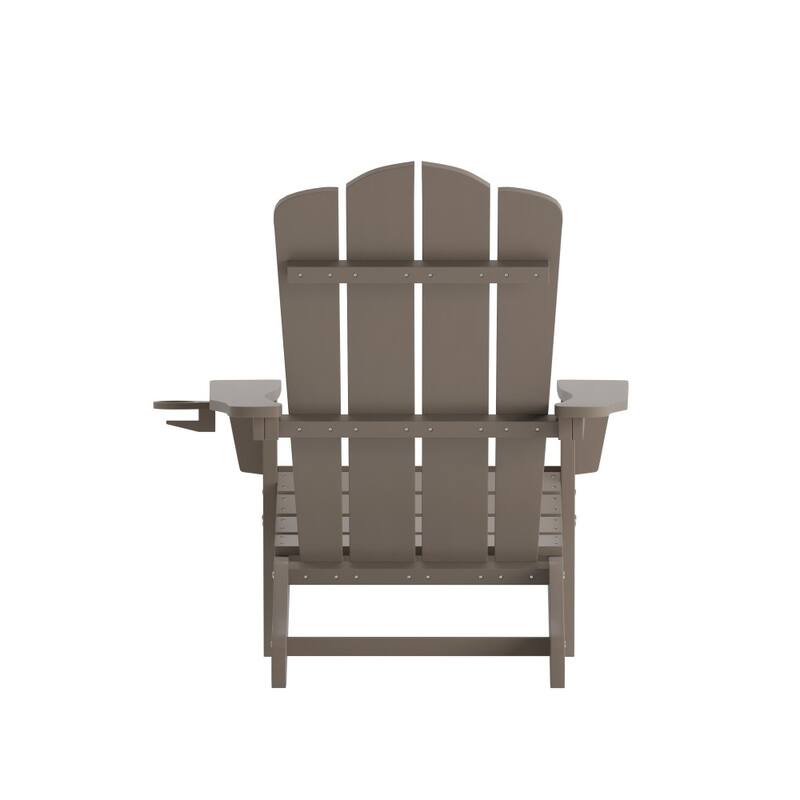 Commercial Grade All-Weather Adirondack Chair with Swiveling Cupholder