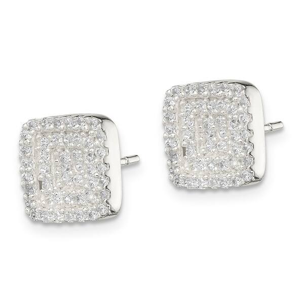 Solid 925 Sterling Silver 10mm Square CZ Cubic Zirconia 4 Prong Stud Earrings Solid 925 Sterling Silver 10mm Square CZ Cubic Zirconia 4 Prong Stud Earrings
