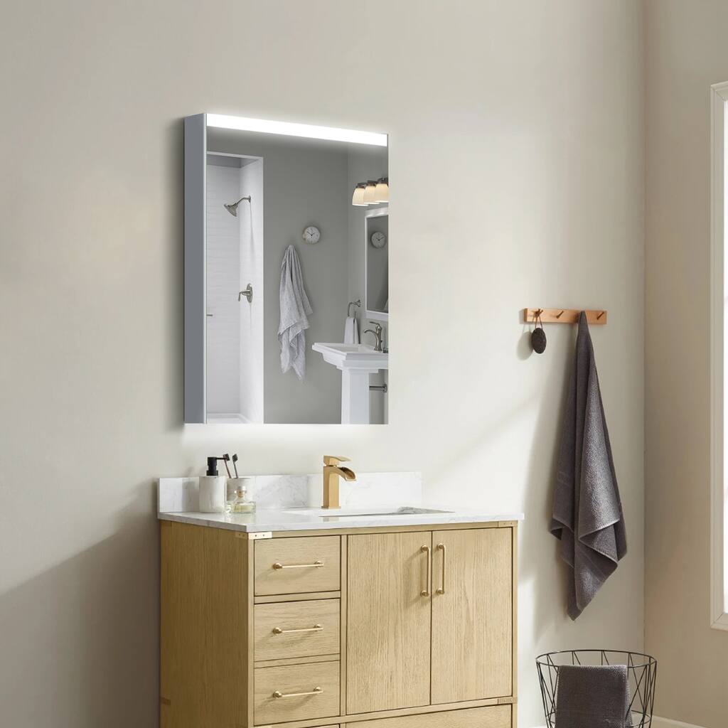 Modern Wall Mount Mirror Cabinet with LED Lighted Infrared Sensor Switch