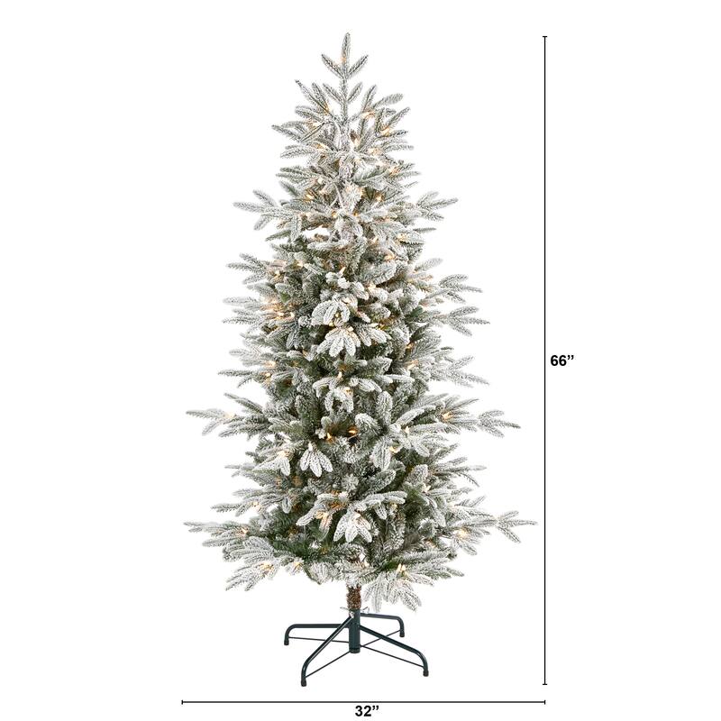 5.5’ Flocked Manchester Spruce Artificial Christmas Tree Clear LED - 5.5 Foot
