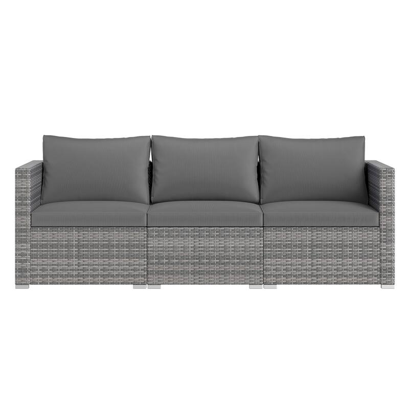 Gymax 3PCS Patio Sectional Sofa Set PE Rattan Modular Couch Furniture