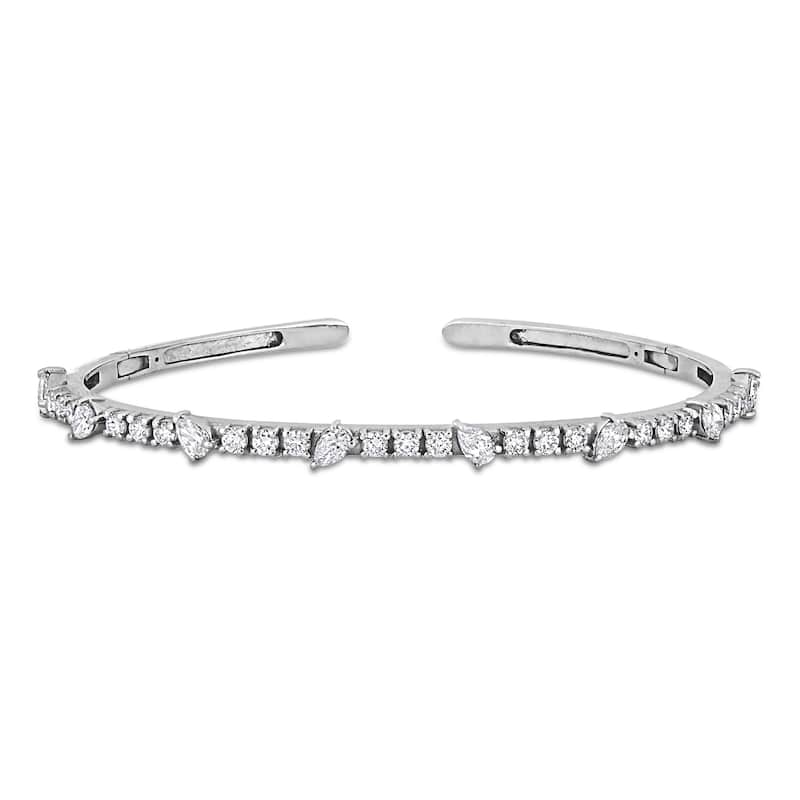 Miadora 14k White Gold Multi-Shape Diamond Tennis Bracelet 2 to 2 1/2ct TDW