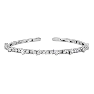 Miadora 14k White Gold Multi-Shape Diamond Tennis Bracelet 2 to 2 1/2ct TDW