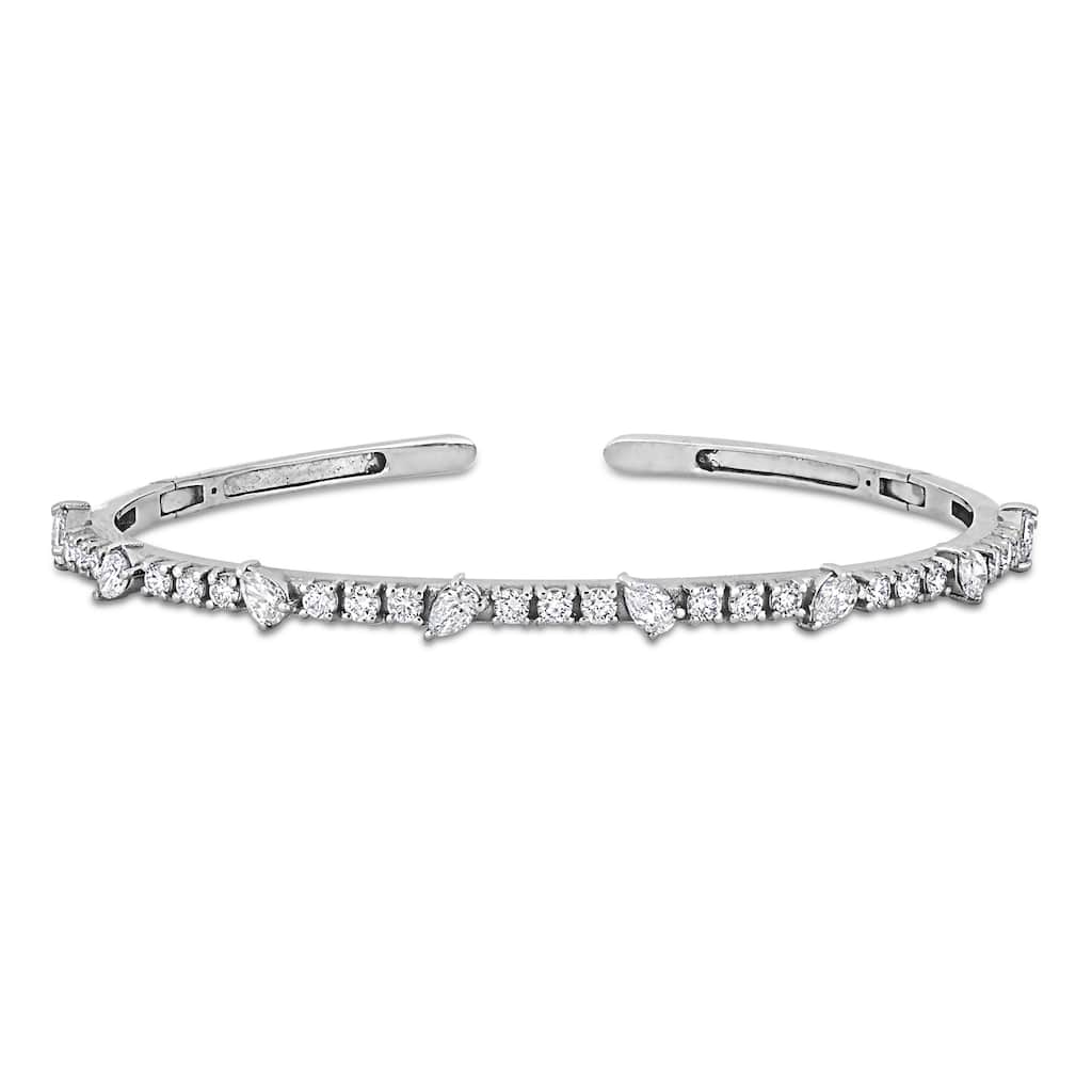 Miadora 14k White Gold Multi-Shape Diamond Tennis Bracelet 2 to 2 1/2ct TDW