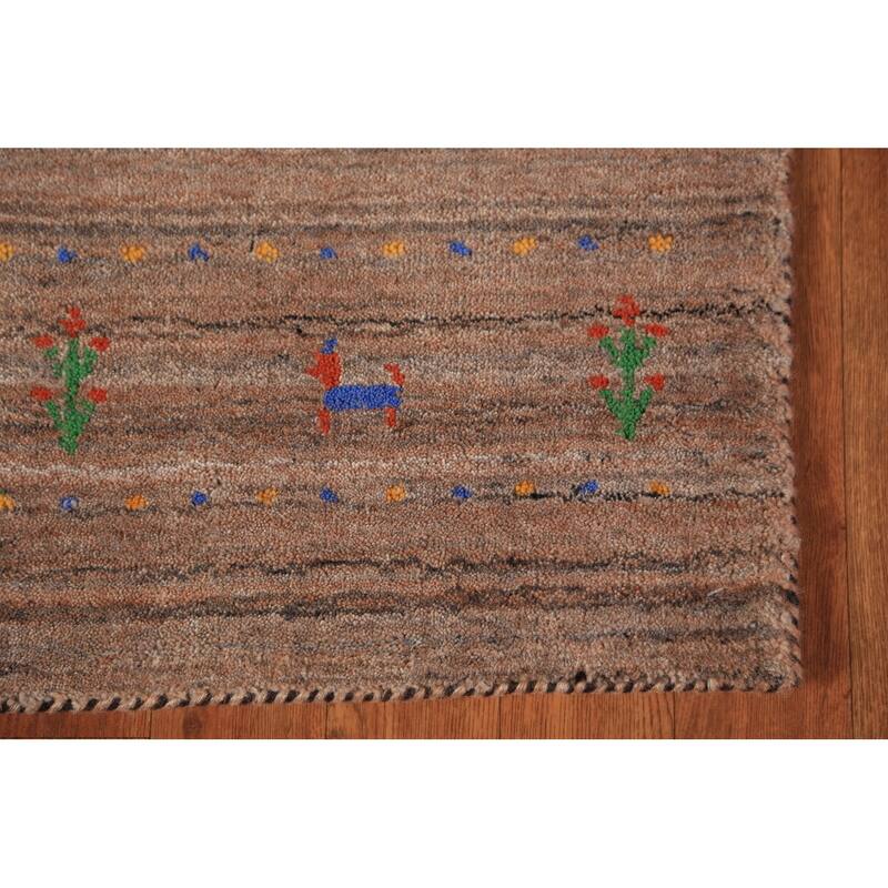 Striped Gabbeh Tribal Runner Rug Handmade Wool Carpet - 2'4" x 9'9"