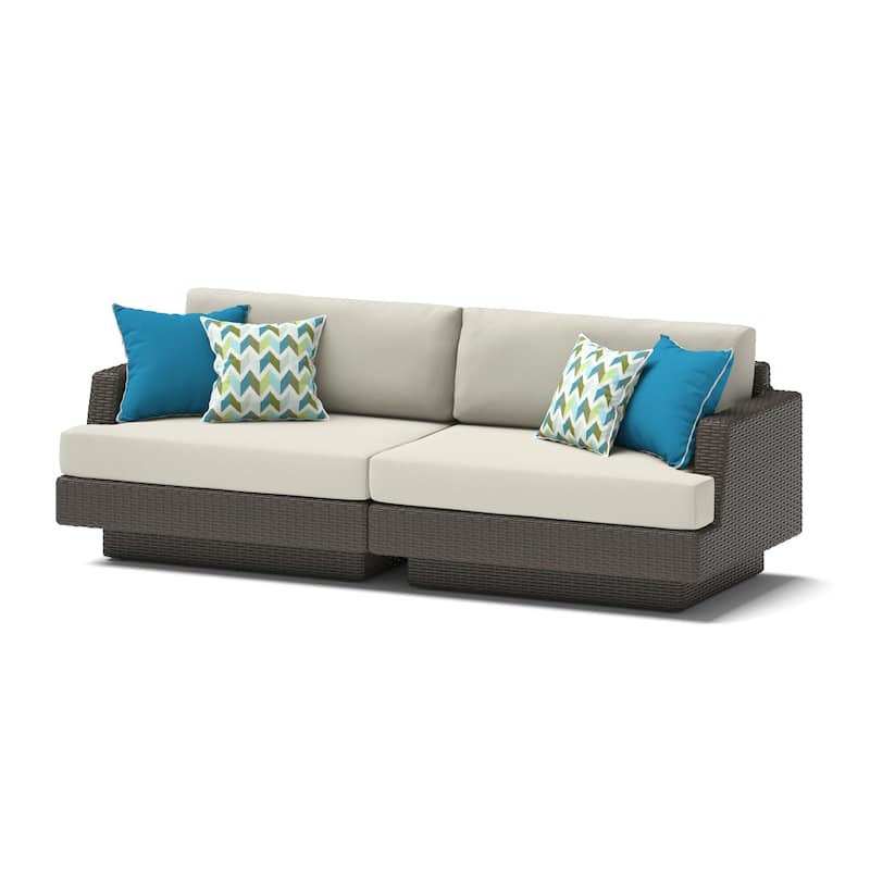 Portofino Comfort 17 Piece Sunbrella Outdoor Patio Motion Seating & Dining Set With Fire Table